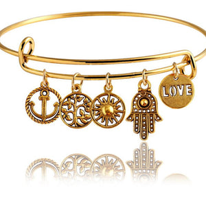 Gold Destiny Charm Bangle