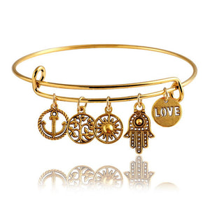 Gold Destiny Charm Bangle